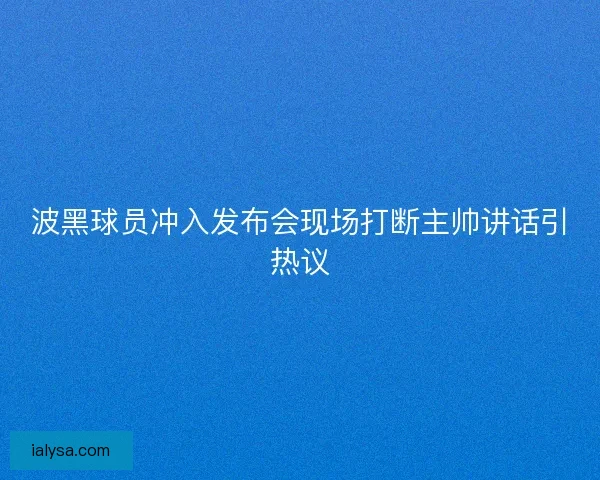 波黑球员冲入发布会现场打断主帅讲话引热议